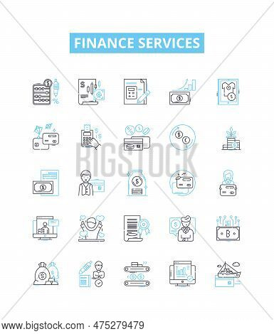 Finance Services Vector Line Icons Set. Finance, Services, Investment, Banking, Credit, Loans, Insur