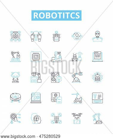 Robotitcs Vector Line Icons Set. Robotics, Automation, Ai, Programmable, Machines, Autonomous, Netwo