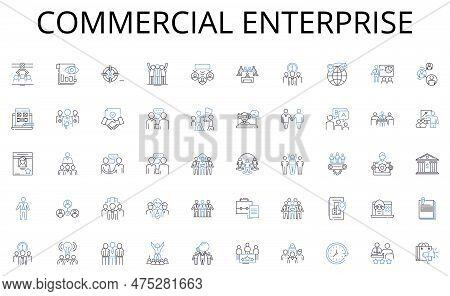 Commercial Enterprise Line Icons Collection. Innovation, Strategy, Growth, Investment, Development, 