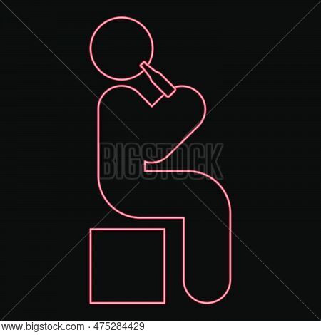 Neon Man Drinking Alcohol From Bottle Of Beer Wine Drunk People Concept Stick Use Beverage Drunkard 
