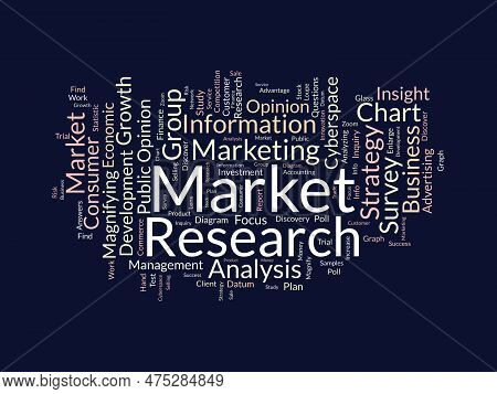 Word Cloud Background Concept For Market Research. Business Strategy Analysis For Development Financ