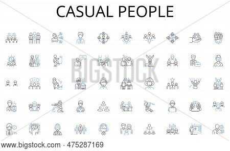 Casual People Line Icons Collection. Leadership, Mentorship, Development, Training, Management, Comm