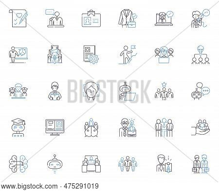 Career Progression Line Icons Collection. Advancement, Growth, Promotion, Success, Development, Oppo