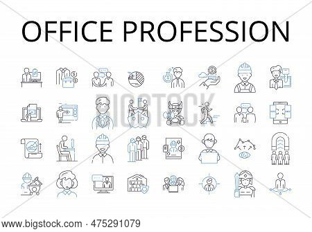 Office Profession Line Icons Collection. Job, Career, Occupation, Work, Vocation, Calling, Employmen