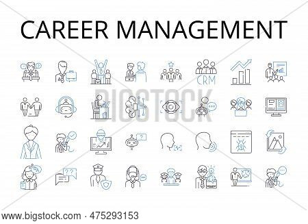 Career Management Line Icons Collection. Job Development, Work Progress, Employment Strategy, Profes