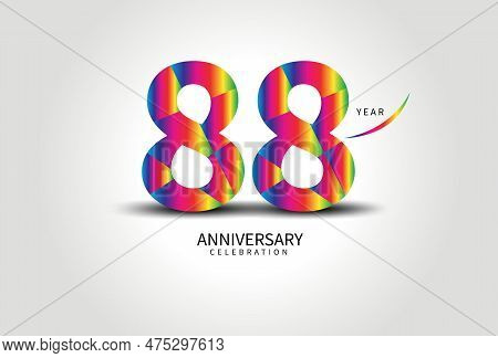88 Year Anniversary Celebration Logo Colorful Vector, 88 Number Design, 88th Birthday Logo, Logotype