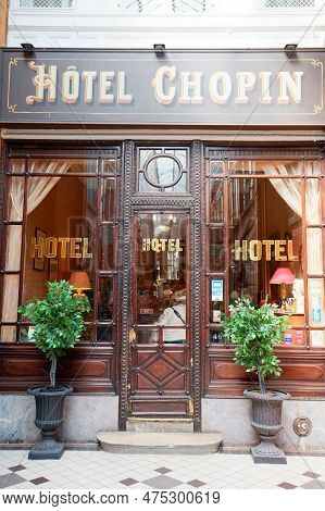 Paris, France - April 19, 2023: Hotel Chopin Facade In Passage Jouffroy. It Was Opened In 1846, The 