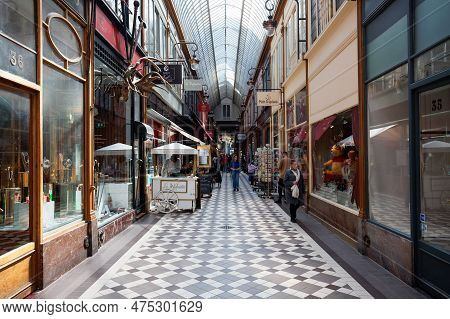 Paris, France-april 19, 2023 : The Passage Jouffroy Was Built In 1836, It Has Been One Of The Most V