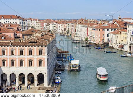Venice, Italy - October 2022: Grand Canal And Venice Architecture
