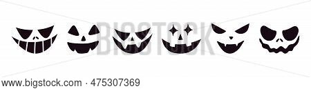 Scary Halloween Jack Pumpkin Characters With Different Expressions. Horror Halloween Jack-o-lantern