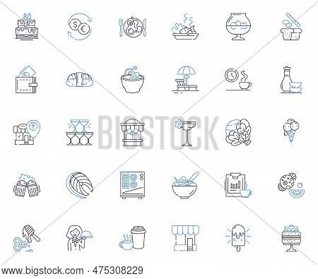 Bistro Administration Line Icons Collection. Management, Coordination, Organization, Planning, Budge
