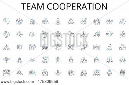 Team Cooperation Line Icons Collection. Backpack, Suitcase, Duffel, Tote, Luggage, Carry-on, Wheeled