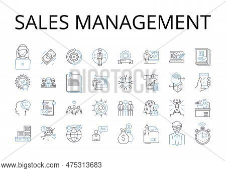 Sales Management Line Icons Collection. Sales Leadership, Marketing Management, Team Organization, A