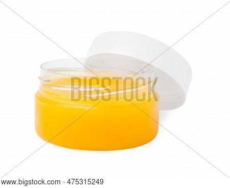 Open Jar Of Petrolatum Isolated On White