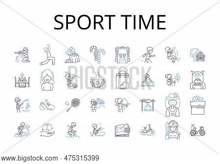 Sport Time Line Icons Collection. Pastime, Athleticism, Games, Recreation, Exercise, Leisure, Activi