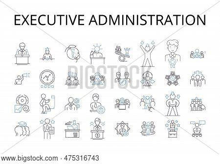 Executive Administration Line Icons Collection. Management Leadership, Corporate Ownership, Professi