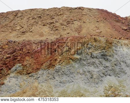 Minerals In Rocks At Road Cut Near Mining Town Of Bisbee Arizona