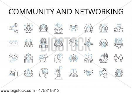 Community And Networking Line Icons Collection. Society, Group, Association, Neighborhood, Tribe, Fa