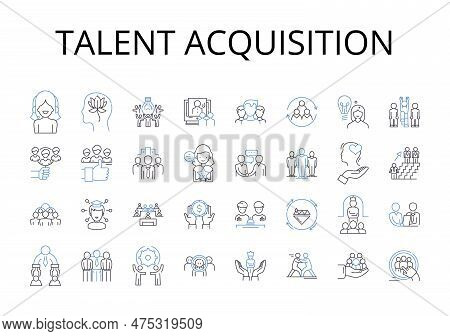 Talent Acquisition Line Icons Collection. Performance Management, Employee Retention, Succession Pla