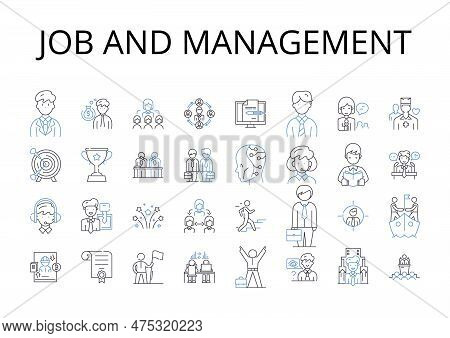 Job And Management Line Icons Collection. Business And Leadership, Work And Oversight, Career And Co