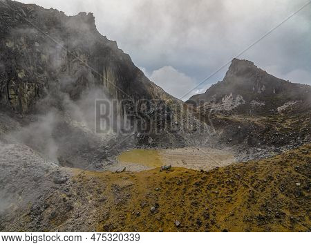 Active Volcano Sibayak With Smoke And Fumaroles. Sumatra, Indonesia.