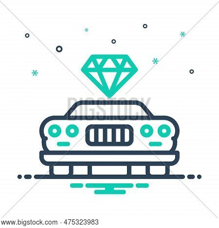 Mix Icon For Luxury Costliness Gemstone Diamond Precious Expensive Transport Car Vehicle