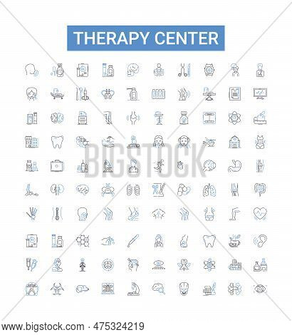 Therapy Center Outline Icons Collection. Therapy, Center, Mental, Counselling, Support, Clinic, Well