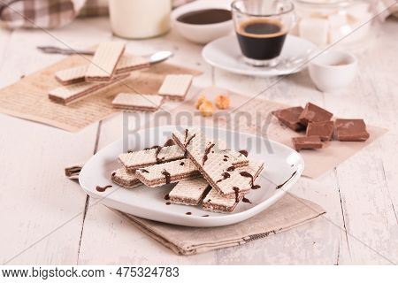 Neapolitan Wafers Filling With Hazelnut Chocolate Cream.
