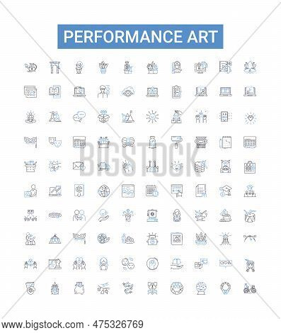 Performance Art Outline Icons Collection. Performance, Art, Theatre, Dance, Music, Visual, Installat