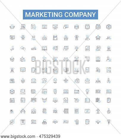 Marketing Company Outline Icons Collection. Marketing, Company, Advertising, Promotion, Strategies, 