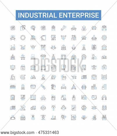 Industrial Enterprise Outline Icons Collection. Factory, Enterprise, Industry, Manufacturer, Busines