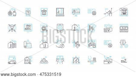 Savings Bank Linear Icons Set. Thrift, Financial, Deposit, Interest, Account, Budget, Security Line 