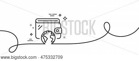 Wallet Line Icon. Continuous One Line With Curl. Online Money Purse Sign. Cash Budget Symbol. Wallet
