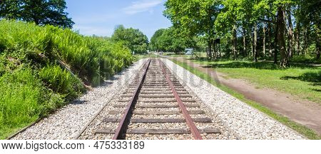 Westerbork, Netherlands - June 08, 2021: Panorama Of The Railway Monument In Westerbork, Netherlands