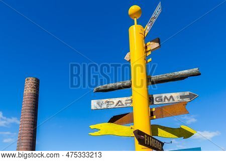 Groningen, Netherlands - April 02, 2023: Tourist Sign On The Grounds Of The Former Sugar Refinery In
