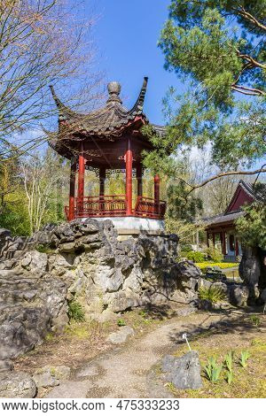 Small Chinese Temple In The Botanical Gardens Of Haren, Netherlands