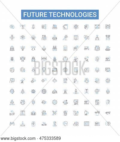 Future Technologies Outline Icons Collection. Ai, Robotics, Automation, Virtual Reality, Quantum Com