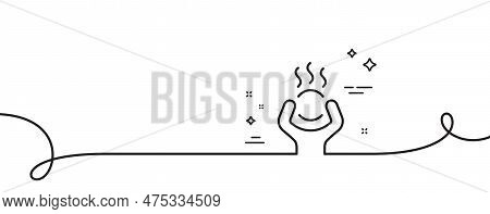 Difficult Stress Line Icon. Continuous One Line With Curl. Anxiety Depression Or Panic Sign. Mental 
