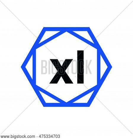 Xl Hexagon Typography Monogram. Xl Lettering Icon.
