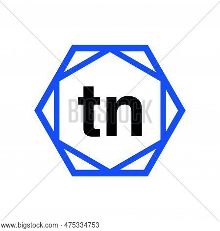Tn Hexagon Typography Monogram. Tn Lettering Icon.