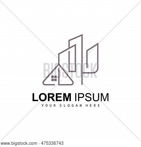 House Logo, Building Furniture Design, Construction Vector, Property Brand Icon, Real Estate, Housin