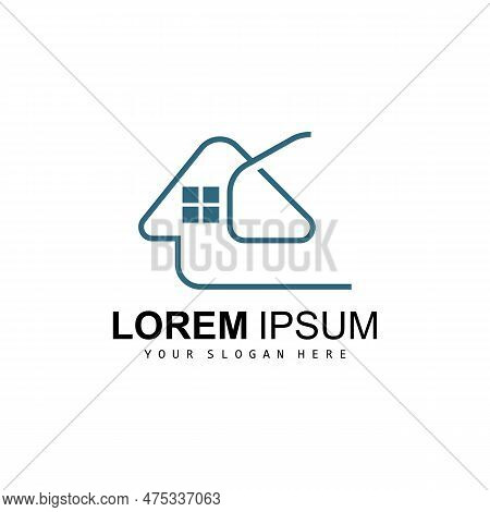 House Logo, Building Furniture Design, Construction Vector, Property Brand Icon, Real Estate, Housin