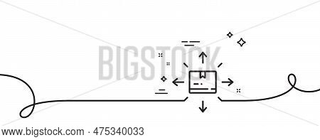 Cardboard Box Line Icon. Continuous One Line With Curl. Warehouse Parcel Sign. Inventory Package Sym