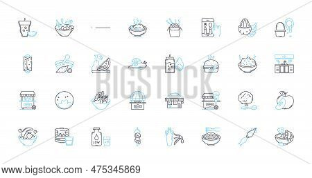 Culinary Industry Linear Icons Set. Cooking, Recipes, Ingredients, Food, Cuisine, Baking, Flavors Li