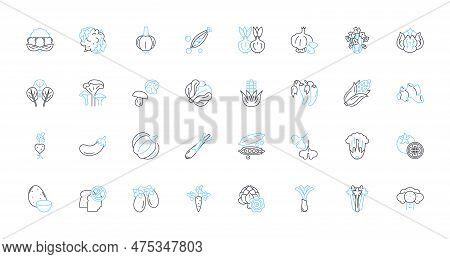 Greenery Linear Icons Set. Foliage, Leaves, Plants, Botanical, Chlorophyll, Verdant, Flora Line Vect