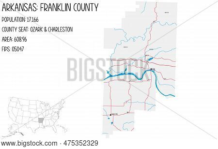 Large And Detailed Map Of Franklin County In Arkansas, Usa.
