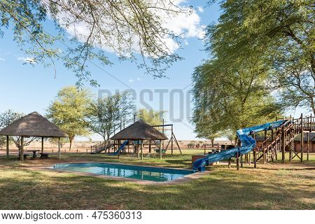 Upington, South Africa - Feb 24, 2023: Recreation Area At The Camping Site At Kalahari Monate Lodge 