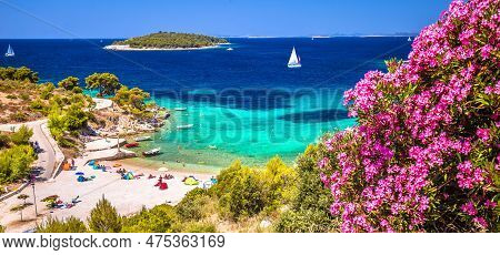 Idyllic Adriatic Beach Bilo Near Primosten View, Archipelago Of Dalmatia, Croatia