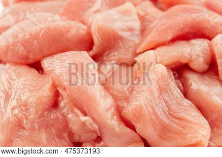 Fresh Frozen Pieces Of Turkey Meat On A White Background.raw Chicken.frozen Chicken Fillet..ogranic 