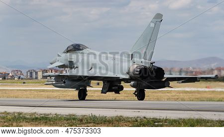 Konya, Turkiye - June 30, 2022: United Kingdom Royal Air Force Eurofighter Typhoon Fgr.4 (bs130/469)